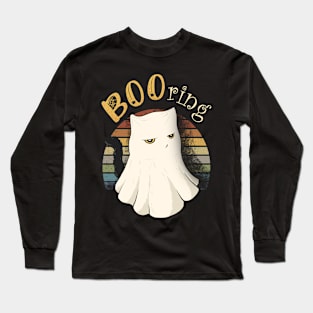 Funny & Cute Black BOOring Ghost Cat Long Sleeve T-Shirt